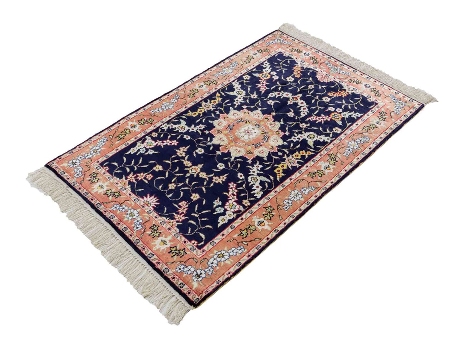 Hedvábný koberec - Čínské hedvábí - 123 x 78 cm - tmavě modrá