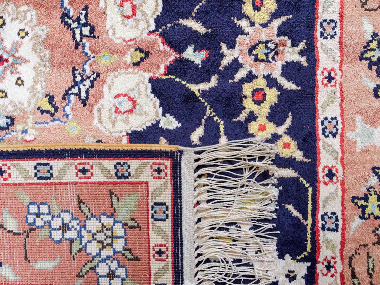 Hedvábný koberec - Čínské hedvábí - 123 x 78 cm - tmavě modrá