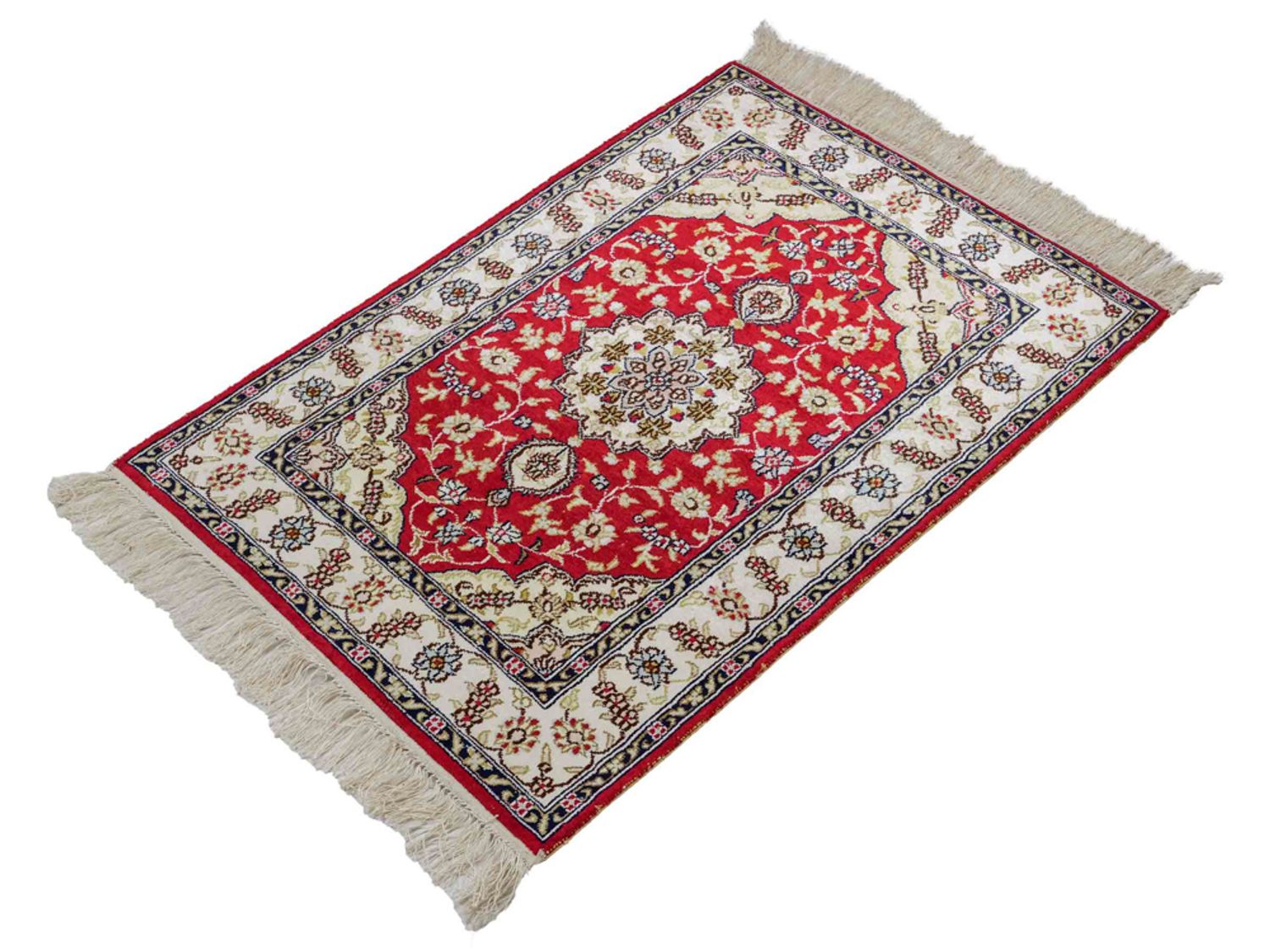 Hedvábný koberec - Čínské hedvábí - 89 x 60 cm - červená