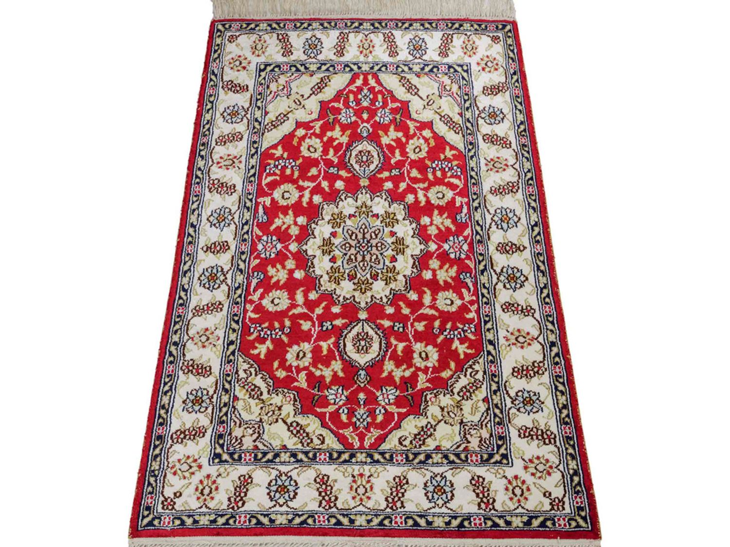 Hedvábný koberec - Čínské hedvábí - 89 x 60 cm - červená