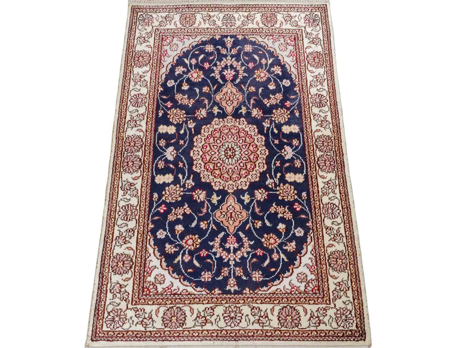 Hedvábný koberec - Čínské hedvábí - 92 x 62 cm - tmavě modrá