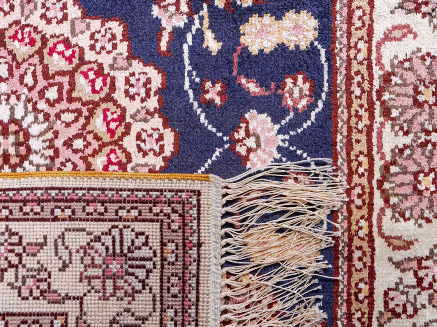 Hedvábný koberec - Čínské hedvábí - 92 x 62 cm - tmavě modrá