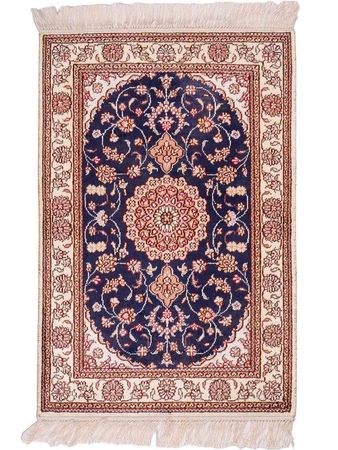 Hedvábný koberec - Čínské hedvábí - 92 x 62 cm - tmavě modrá