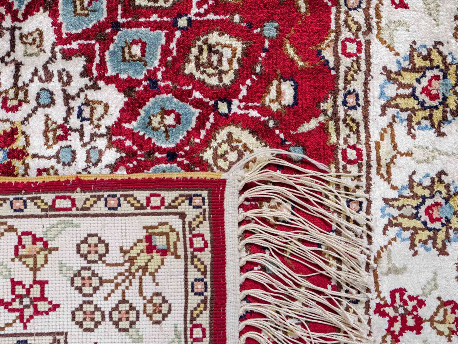 Hedvábný koberec - Čínské hedvábí - 87 x 56 cm - červená