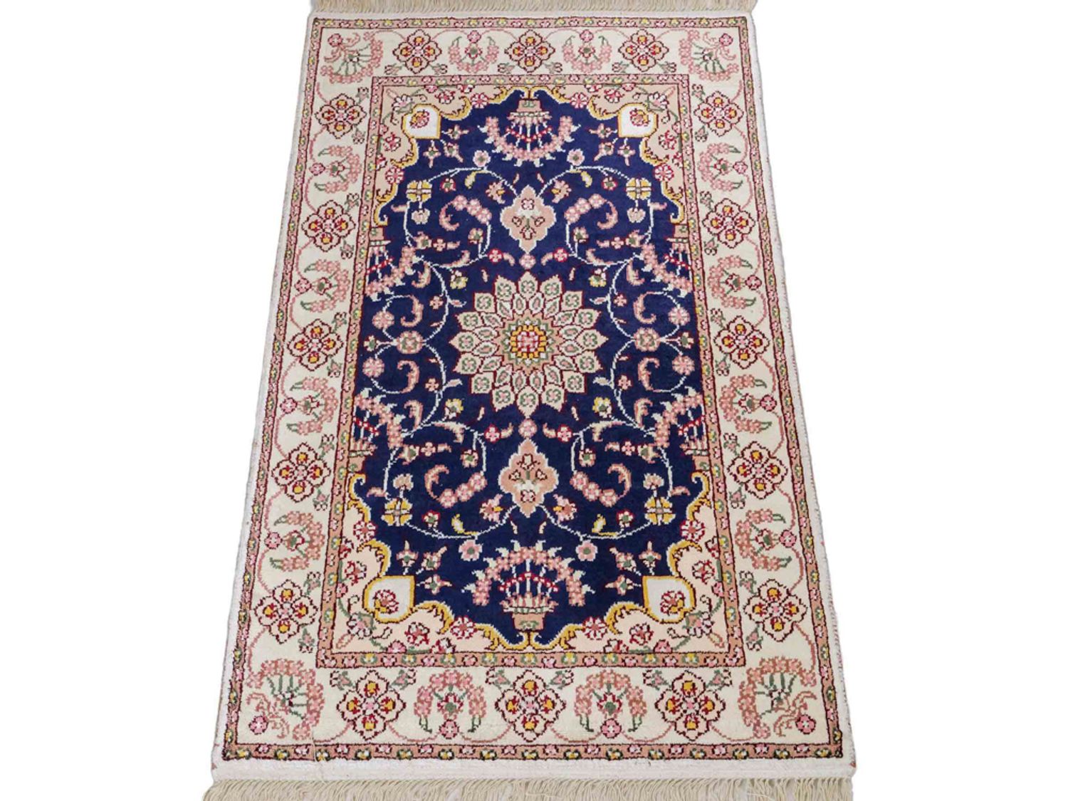 Hedvábný koberec - Čínské hedvábí - 92 x 60 cm - tmavě modrá