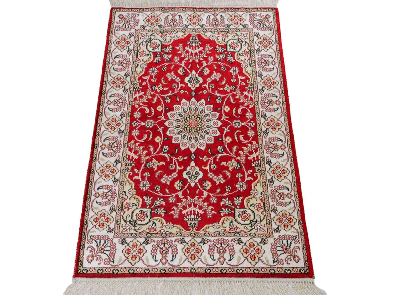 Hedvábný koberec - Čínské hedvábí - 91 x 62 cm - červená