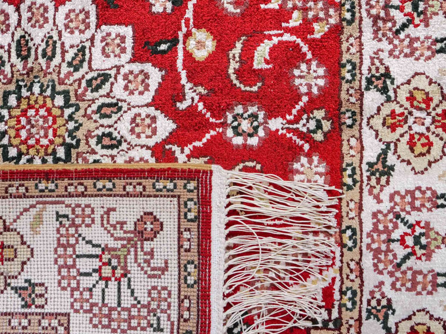 Hedvábný koberec - Čínské hedvábí - 91 x 62 cm - červená