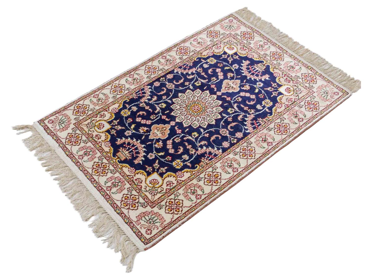 Hedvábný koberec - Čínské hedvábí - 91 x 61 cm - tmavě modrá