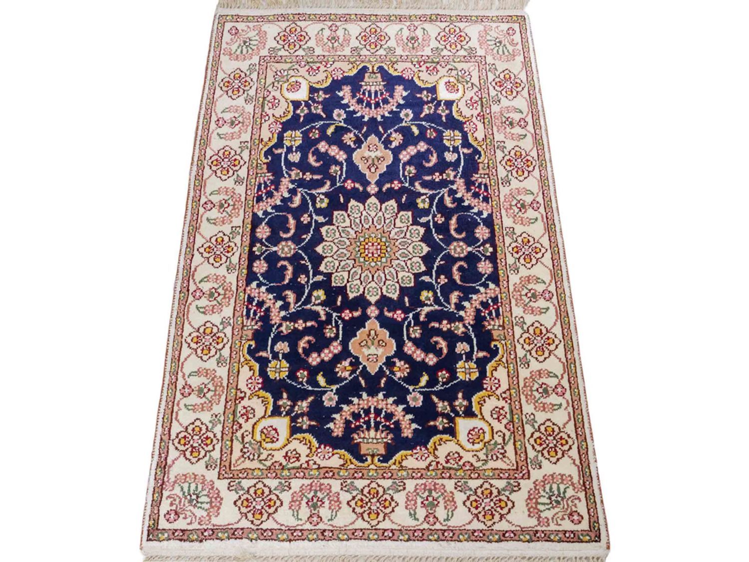 Hedvábný koberec - Čínské hedvábí - 91 x 61 cm - tmavě modrá