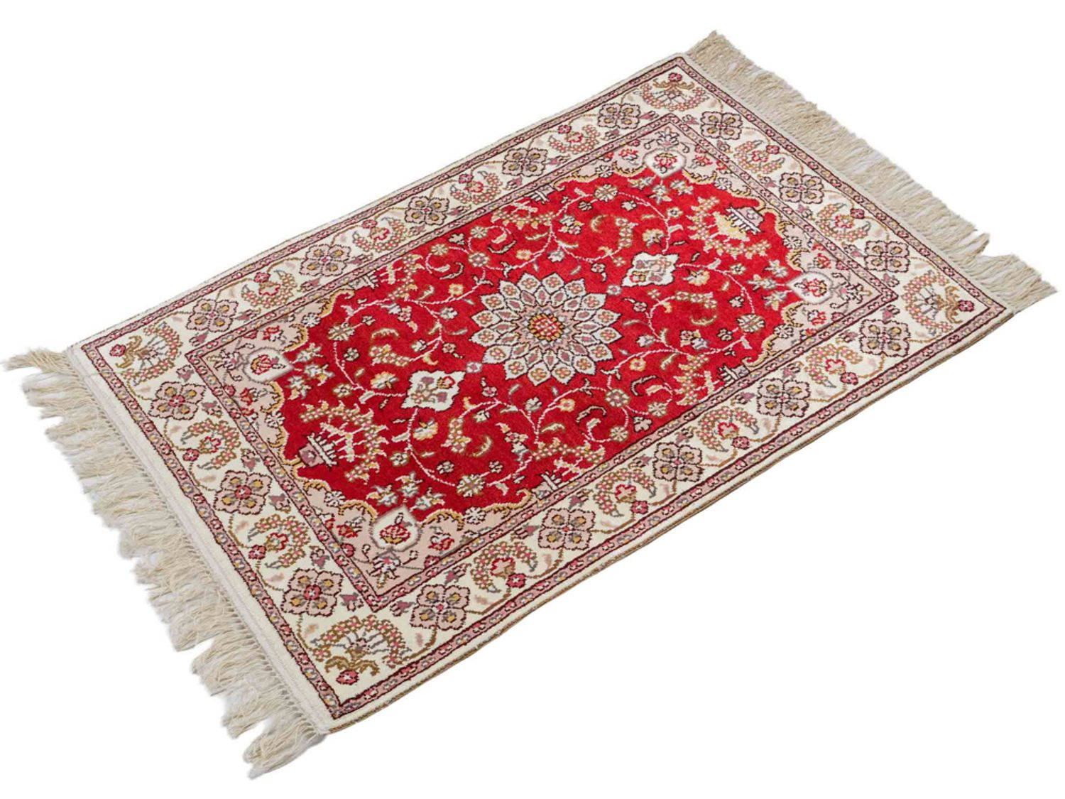 Hedvábný koberec - Čínské hedvábí - 92 x 60 cm - červená