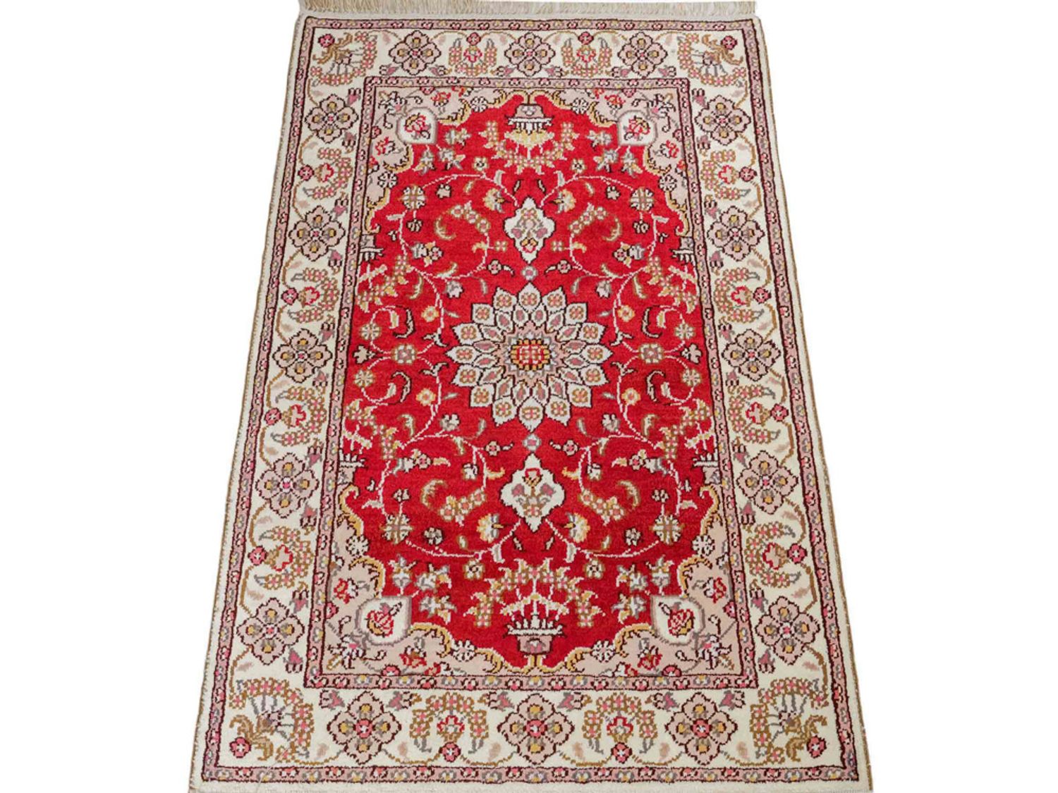 Hedvábný koberec - Čínské hedvábí - 92 x 60 cm - červená