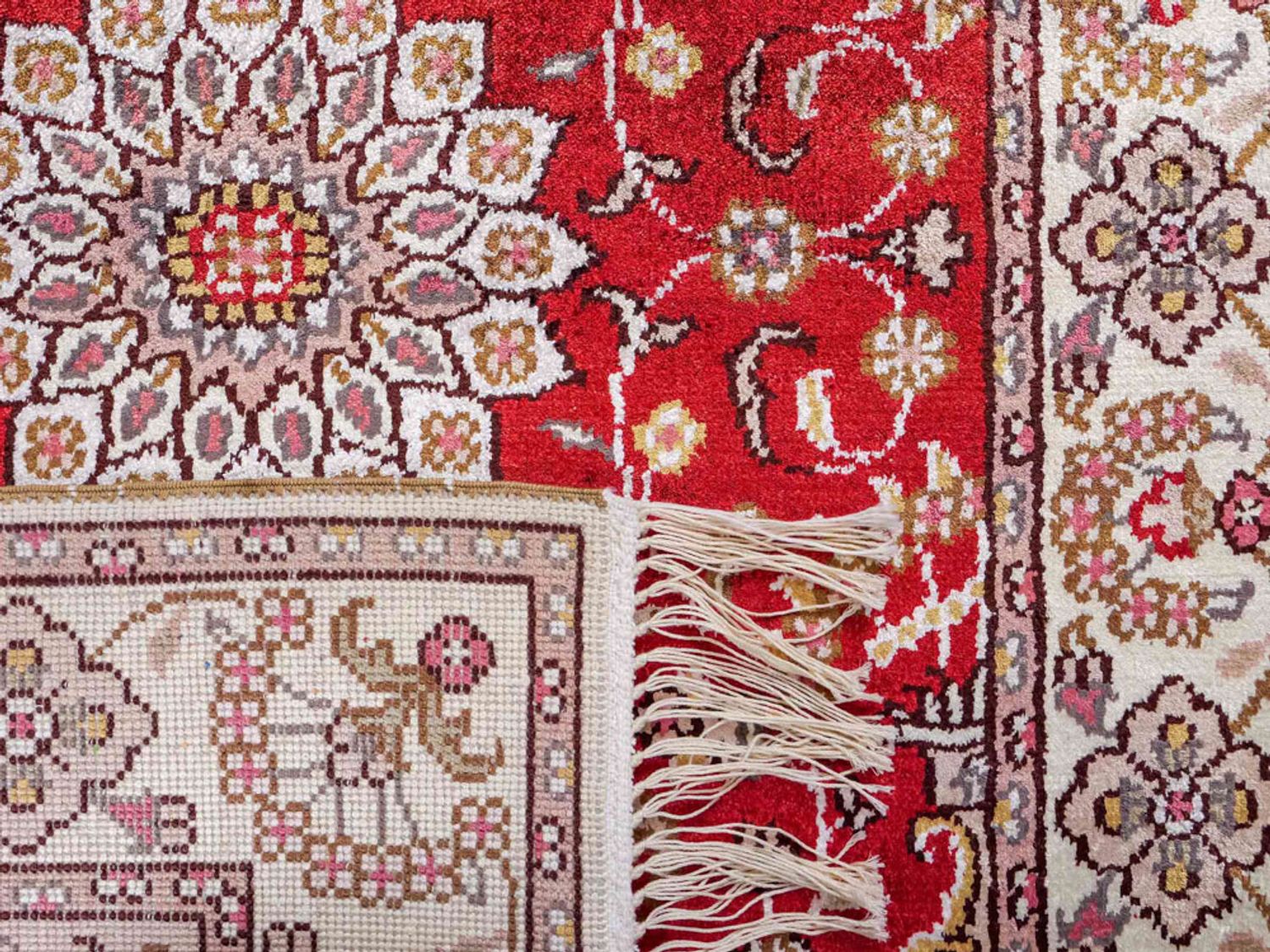 Hedvábný koberec - Čínské hedvábí - 92 x 60 cm - červená