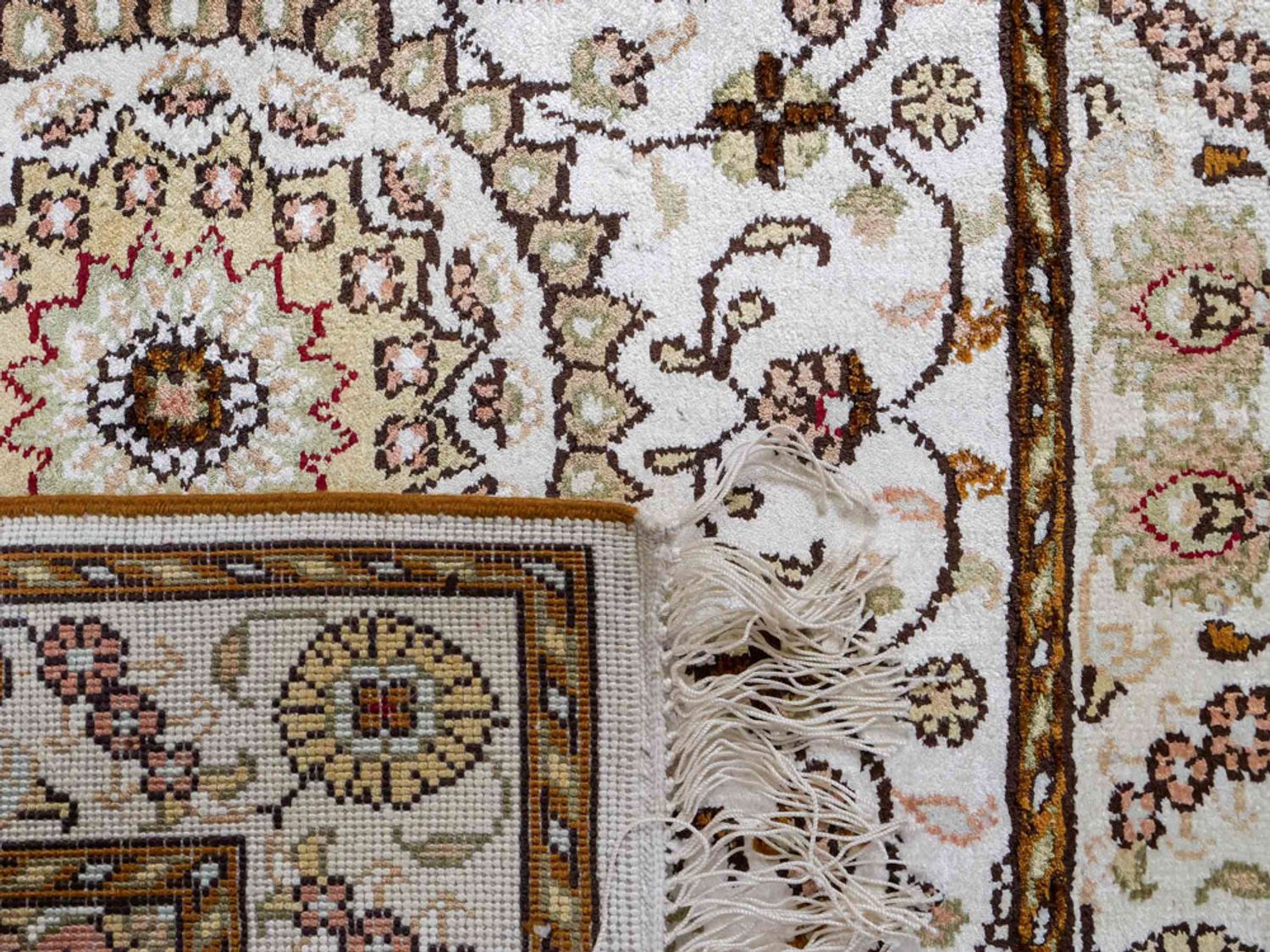 Hedvábný koberec - Čínské hedvábí - 88 x 59 cm - béžová