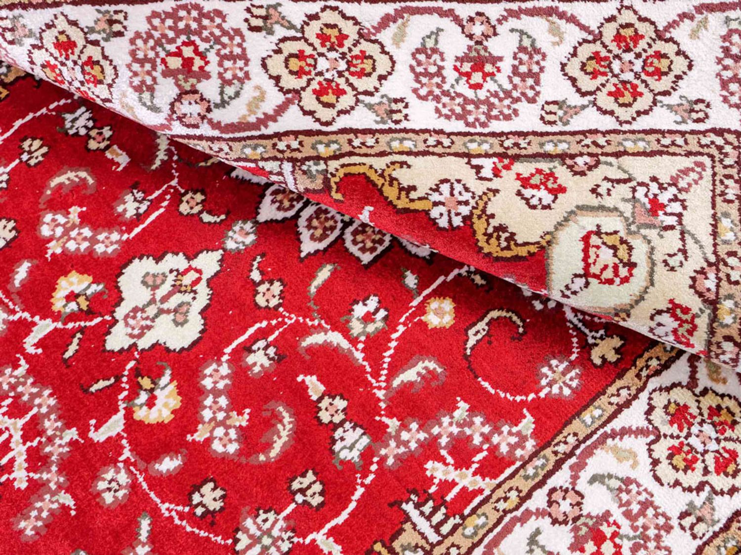 Alfombra de seda - Seda china - 90 x 62 cm - rojo