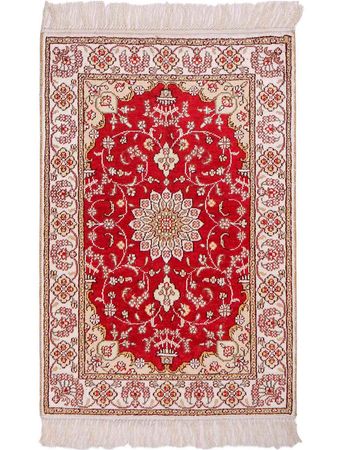 Alfombra de seda - Seda china - 90 x 62 cm - rojo