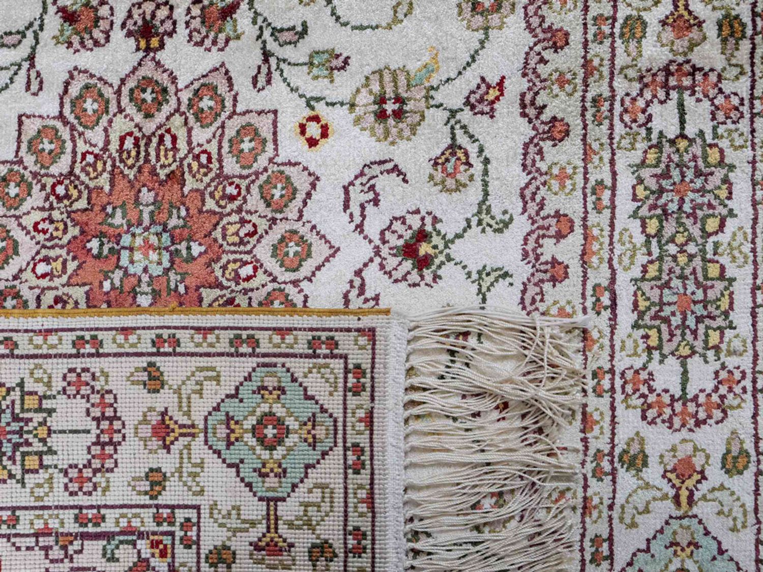 Hedvábný koberec - Čínské hedvábí - 89 x 59 cm - béžová