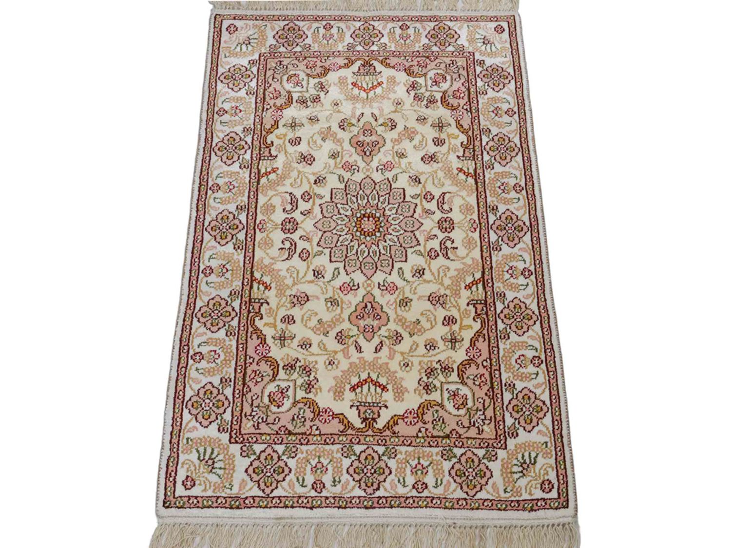 Hedvábný koberec - Čínské hedvábí - 89 x 60 cm - světle béžová