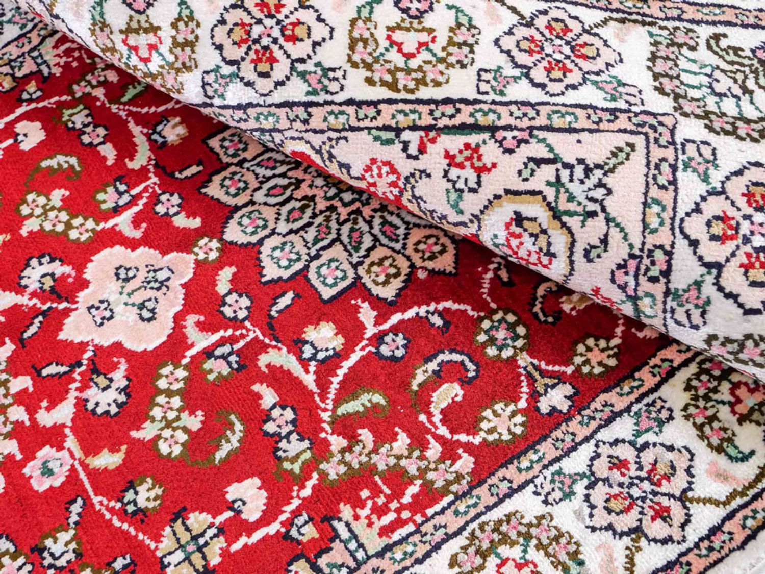 Alfombra de seda - Seda china - 89 x 62 cm - rojo