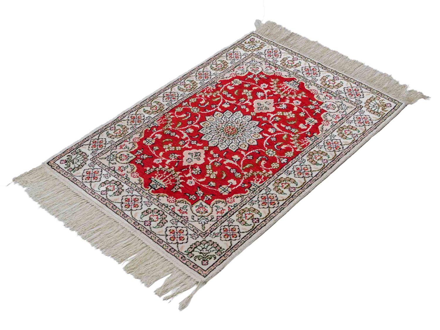 Alfombra de seda - Seda china - 89 x 62 cm - rojo