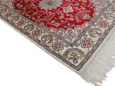 Alfombra de seda - Seda china - 89 x 62 cm - rojo