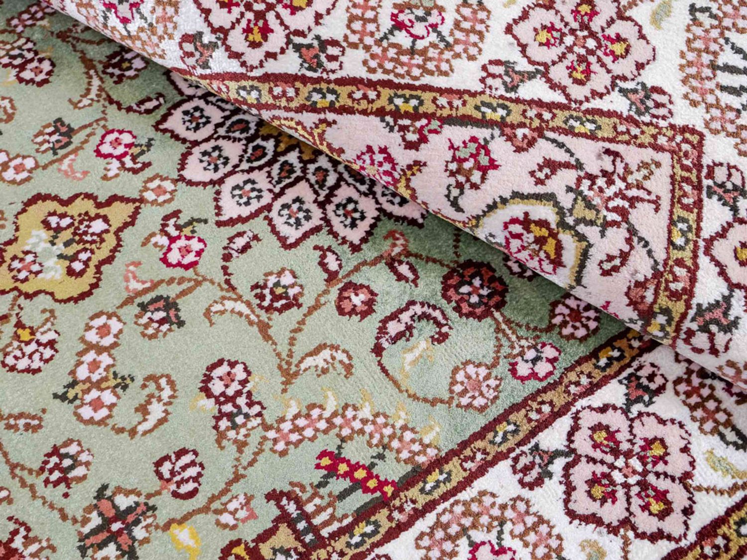 Alfombra de seda - Seda china - 92 x 63 cm - arena