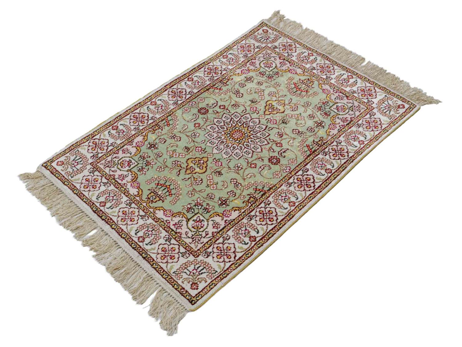 Alfombra de seda - Seda china - 92 x 63 cm - arena