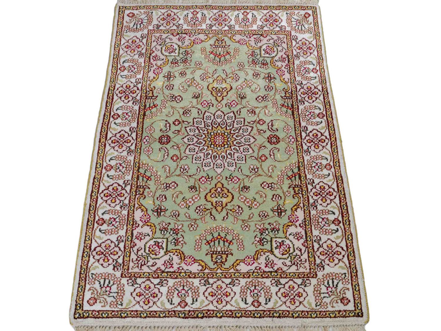 Alfombra de seda - Seda china - 92 x 63 cm - arena