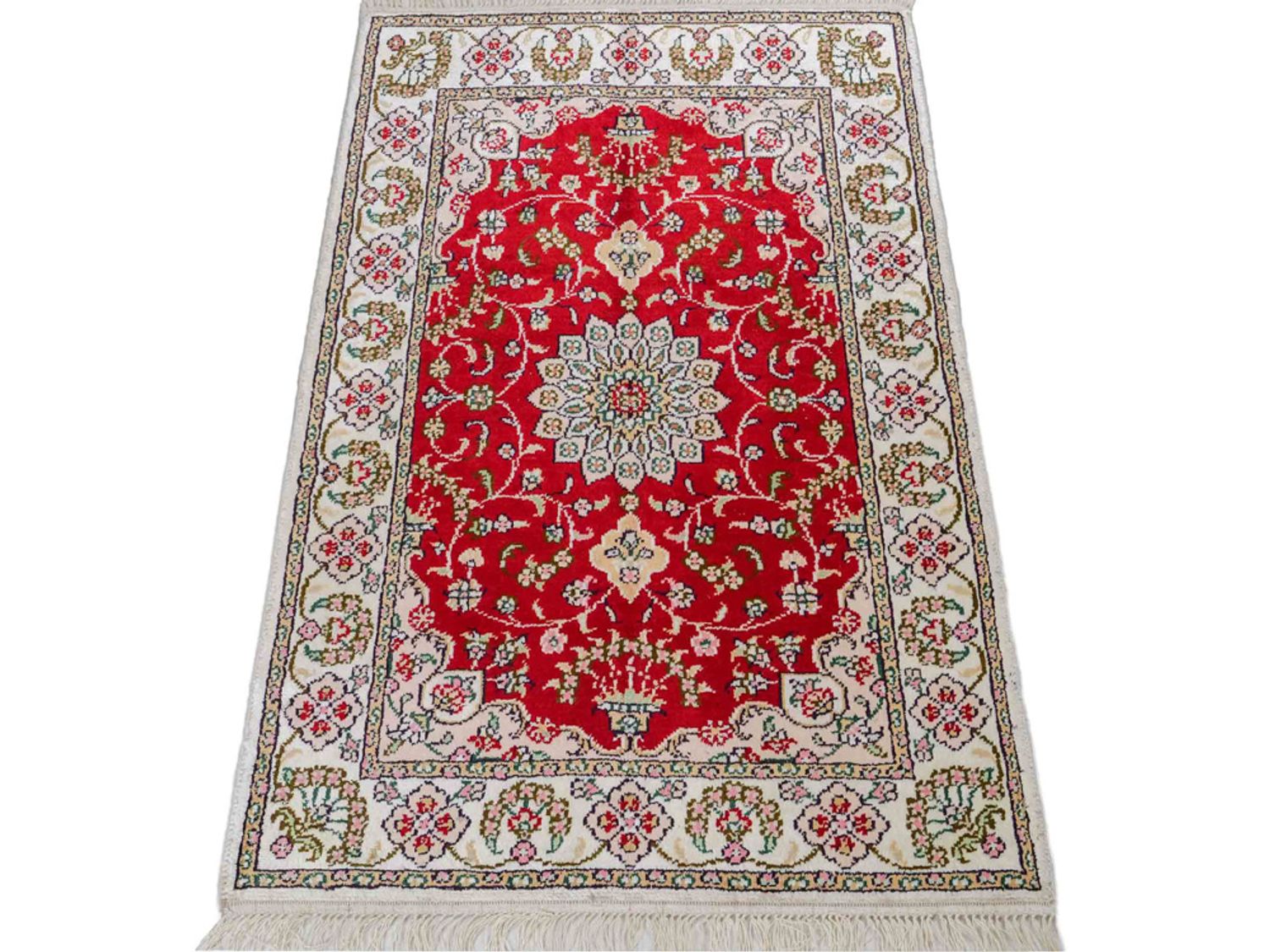 Hedvábný koberec - Čínské hedvábí - 89 x 62 cm - červená