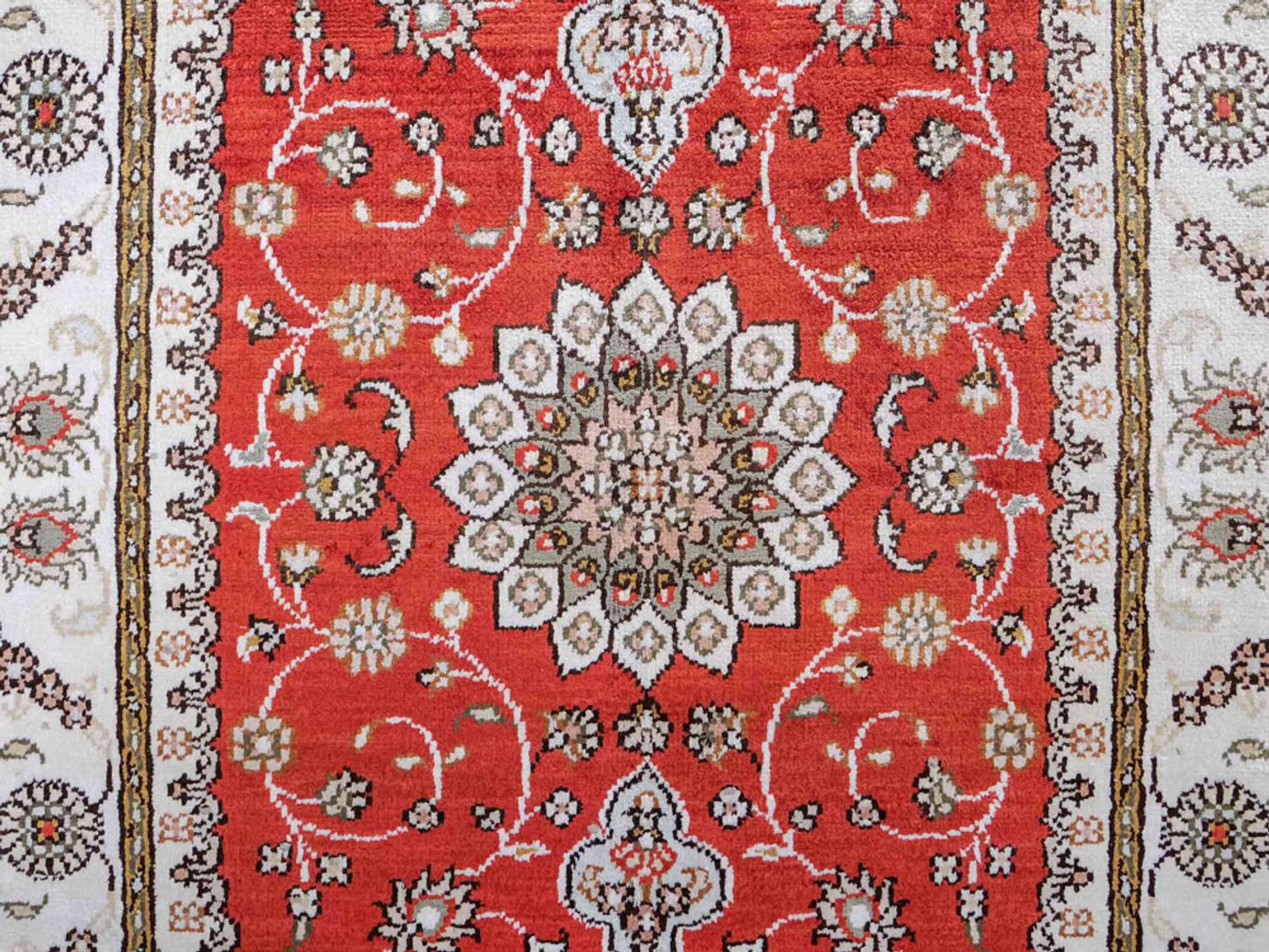 Alfombra de seda - Seda china - 93 x 61 cm - rojo