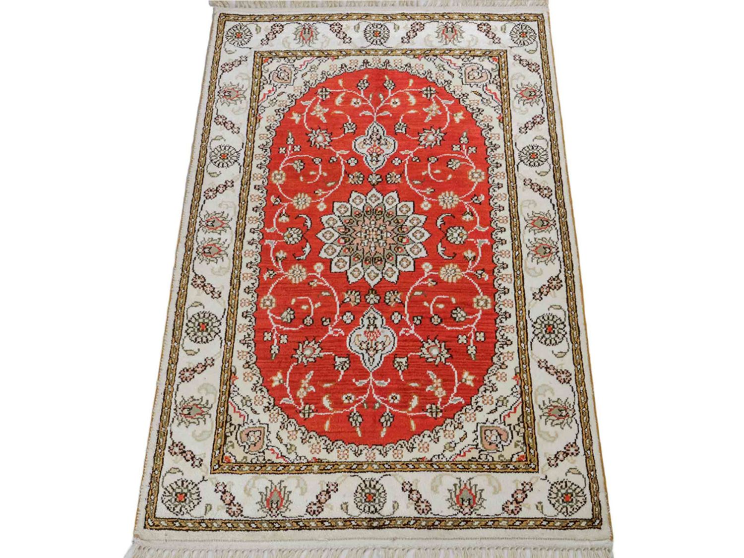 Alfombra de seda - Seda china - 93 x 61 cm - rojo