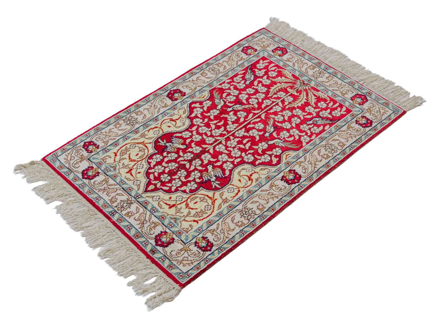 Hedvábný koberec - Čínské hedvábí - 87 x 58 cm - světle červená