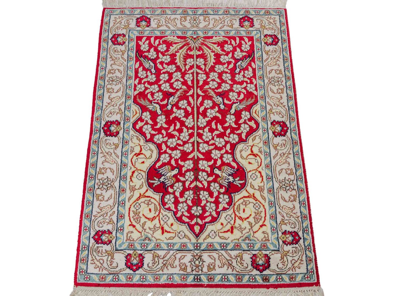 Hedvábný koberec - Čínské hedvábí - 87 x 58 cm - světle červená