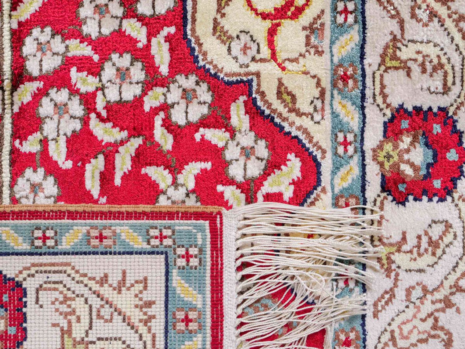 Hedvábný koberec - Čínské hedvábí - 87 x 58 cm - světle červená