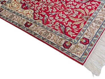 Hedvábný koberec - Čínské hedvábí - 87 x 58 cm - světle červená