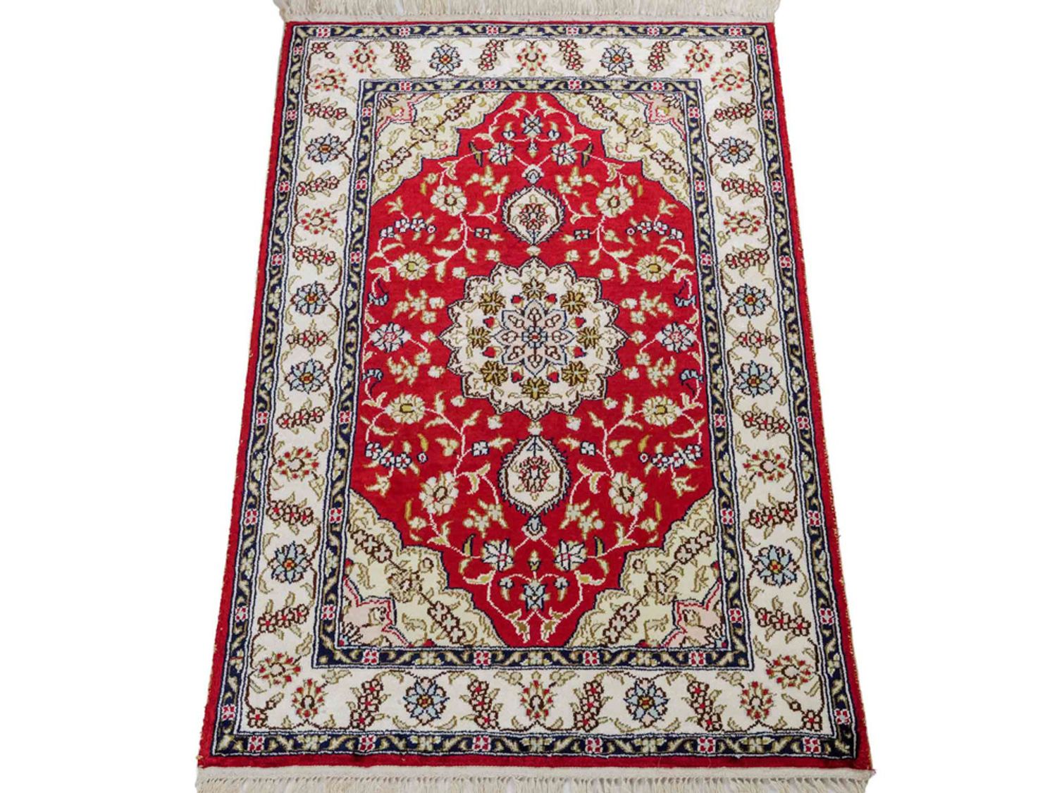 Hedvábný koberec - Čínské hedvábí - 92 x 60 cm - červená