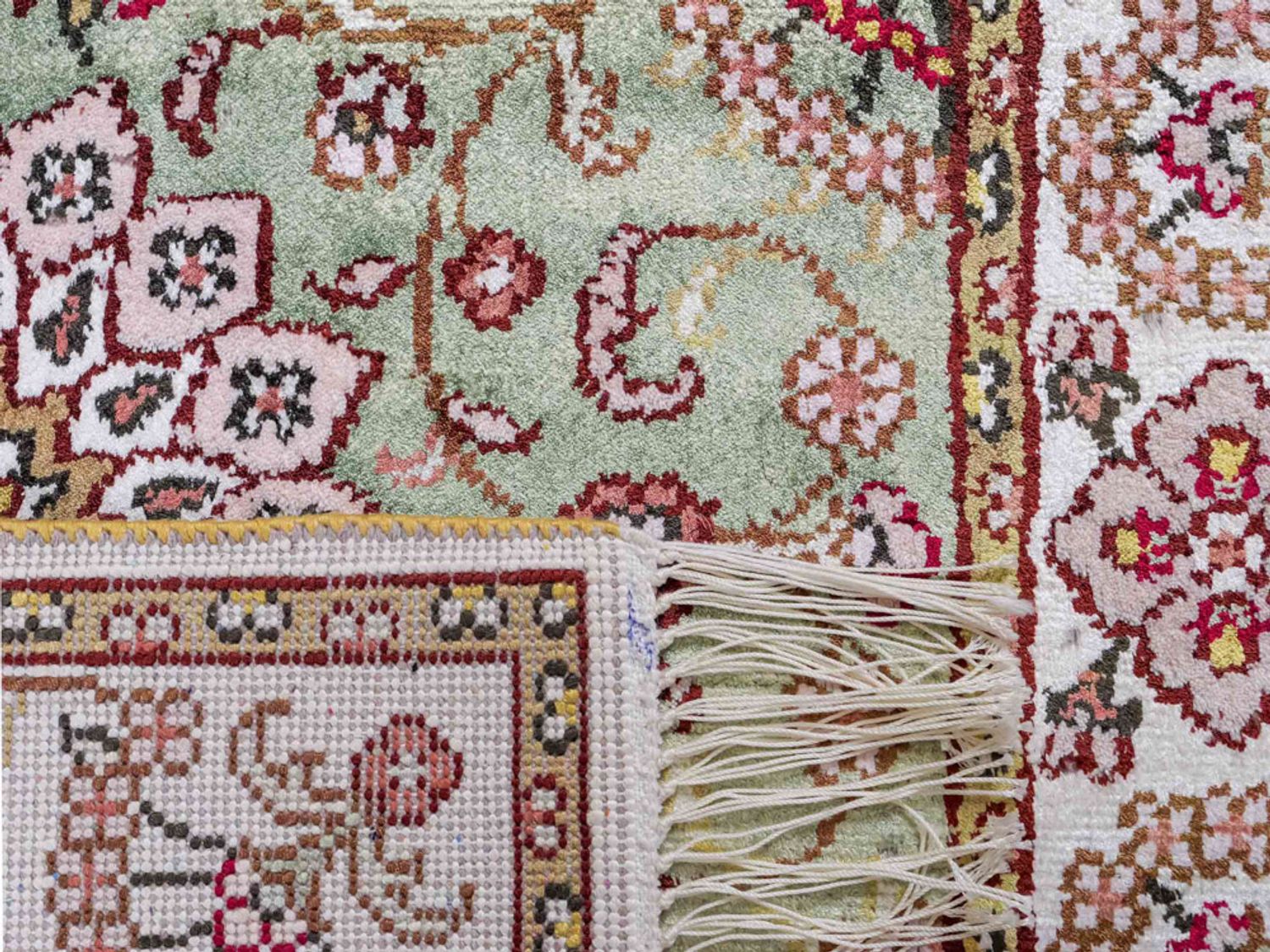 Hedvábný koberec - Čínské hedvábí - 93 x 63 cm - pískový