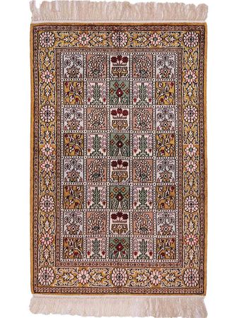 Alfombra de seda - Seda china - 92 x 62 cm - multicolor