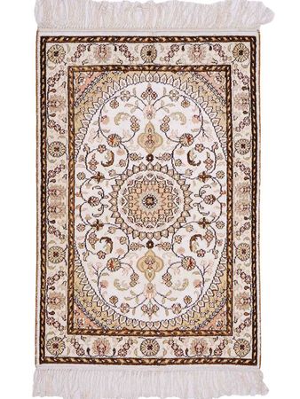 Hedvábný koberec - Čínské hedvábí - 89 x 61 cm - krémová