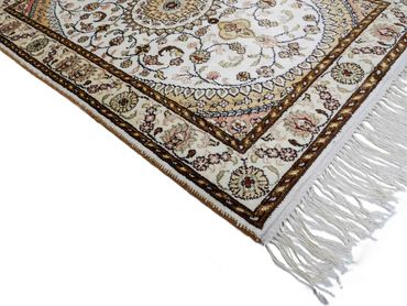 Hedvábný koberec - Čínské hedvábí - 89 x 61 cm - krémová