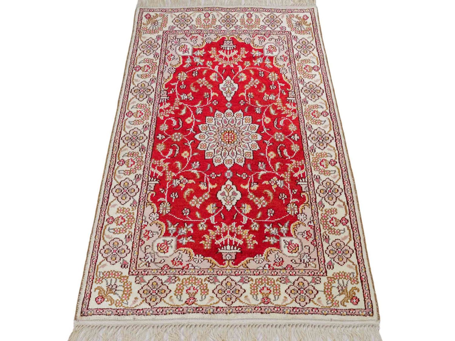 Hedvábný koberec - Čínské hedvábí - 91 x 60 cm - červená