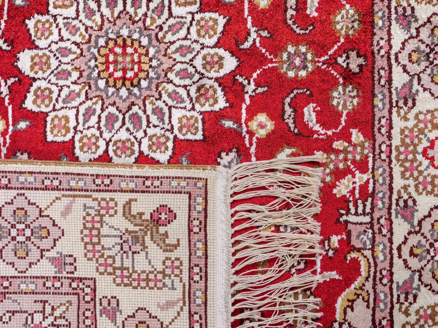 Hedvábný koberec - Čínské hedvábí - 91 x 60 cm - červená