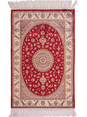 Alfombra de seda - Seda china - 90 x 59 cm - rojo