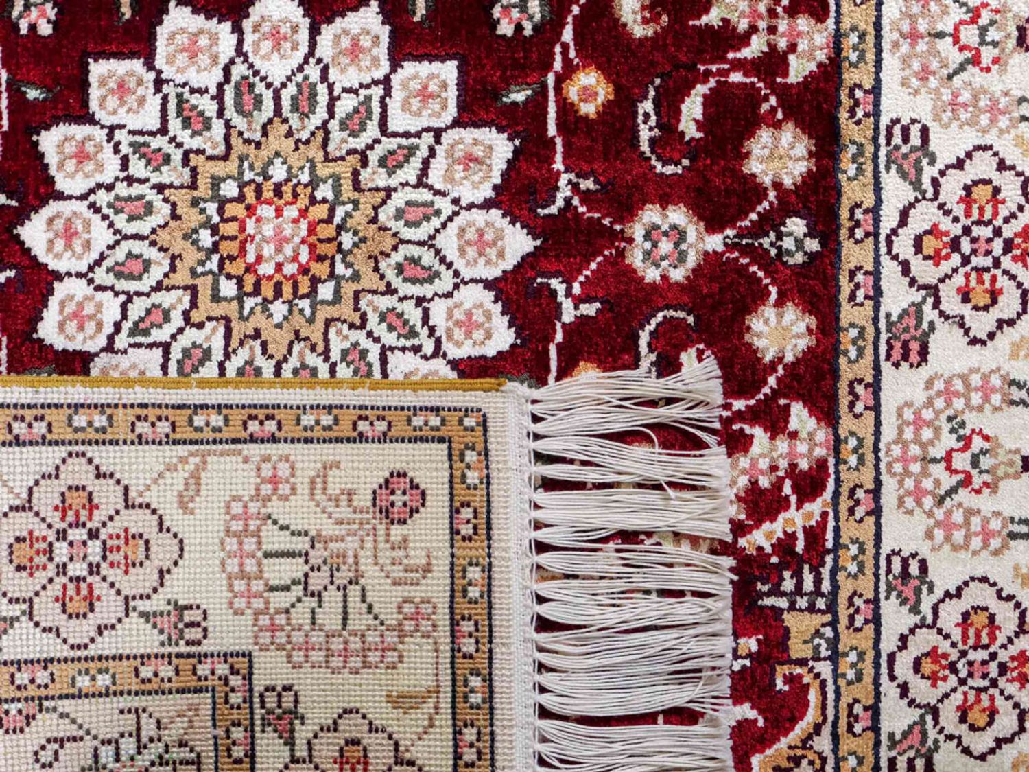 Hedvábný koberec - Čínské hedvábí - 90 x 63 cm - tmavě modrá