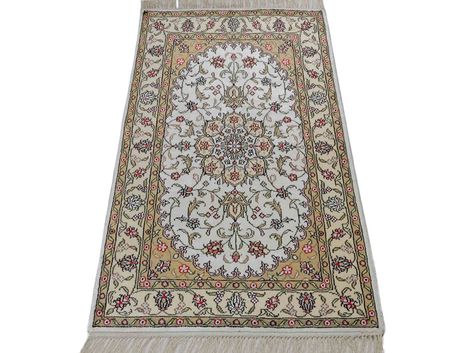 Hedvábný koberec - Čínské hedvábí - 91 x 61 cm - béžová