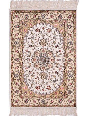 Hedvábný koberec - Čínské hedvábí - 91 x 61 cm - béžová