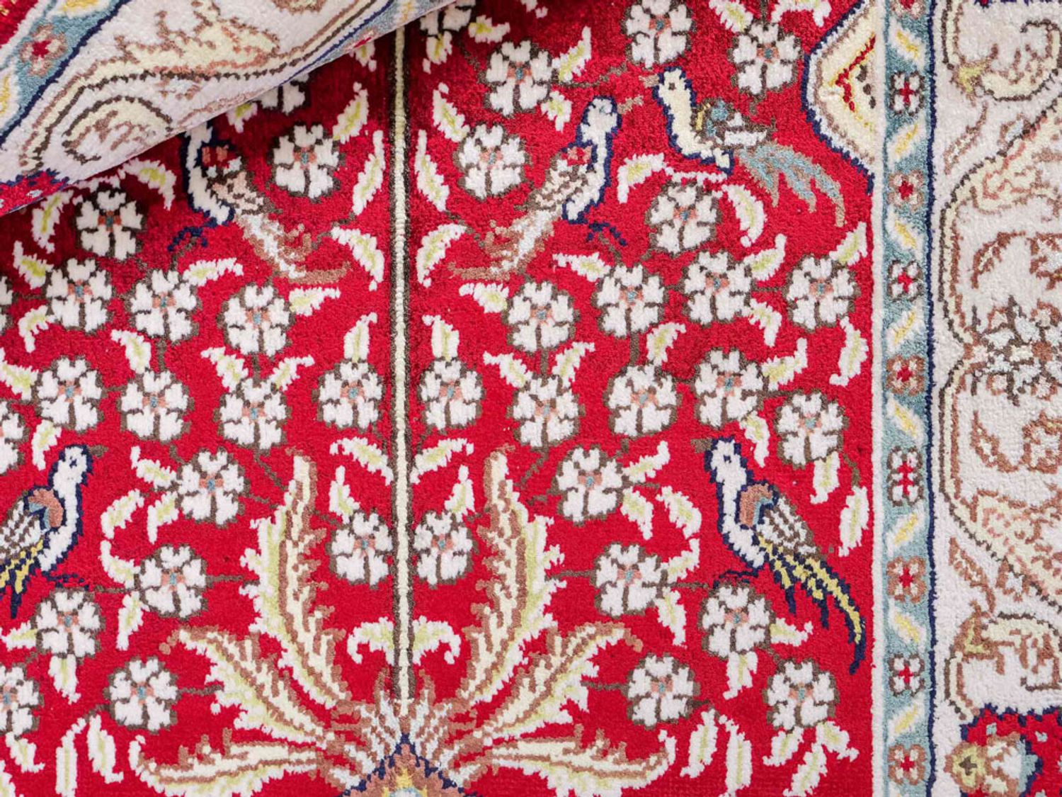 Hedvábný koberec - Čínské hedvábí - 86 x 58 cm - světle červená