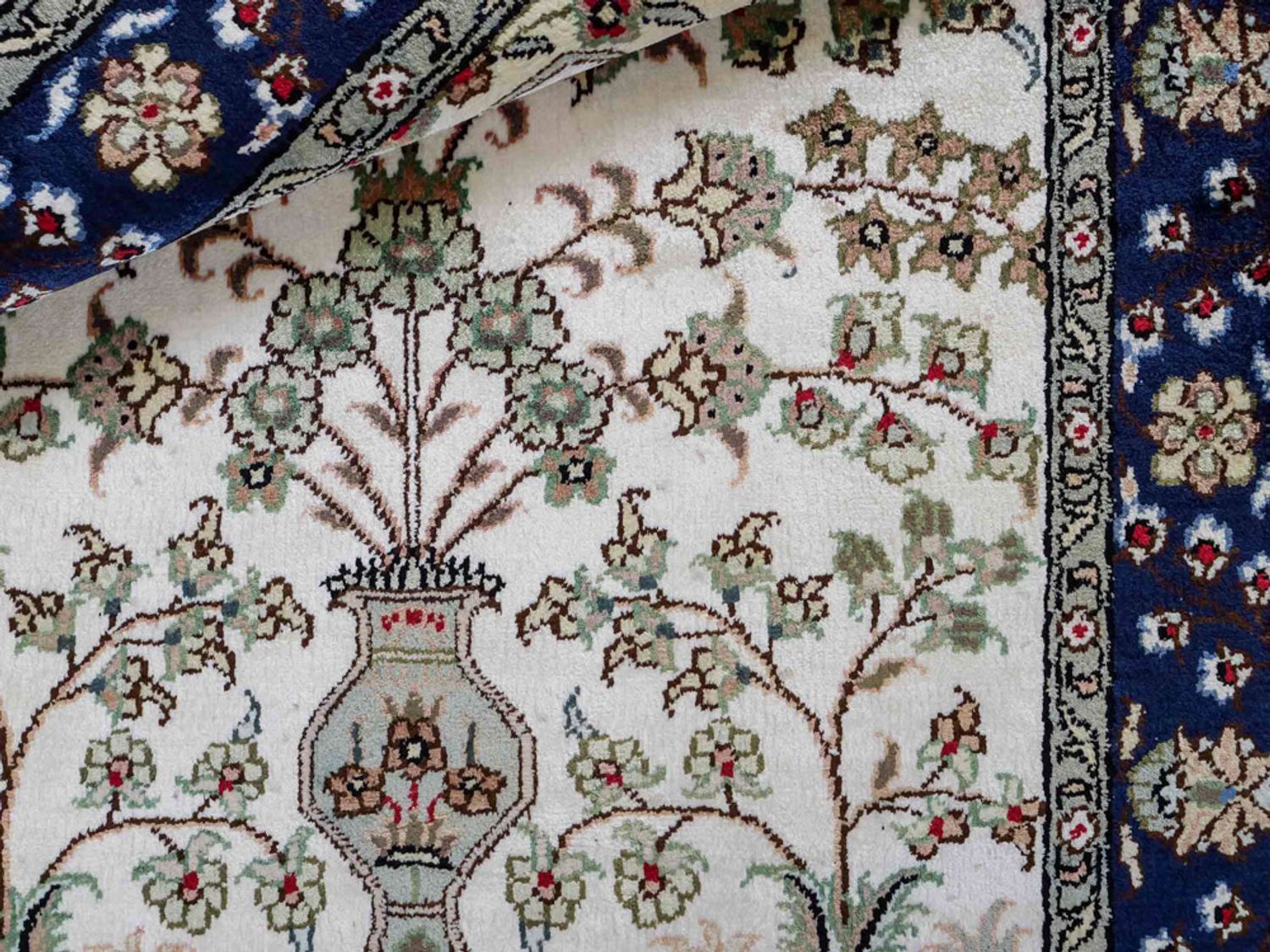 Alfombra de seda - Seda china - 90 x 62 cm - beige