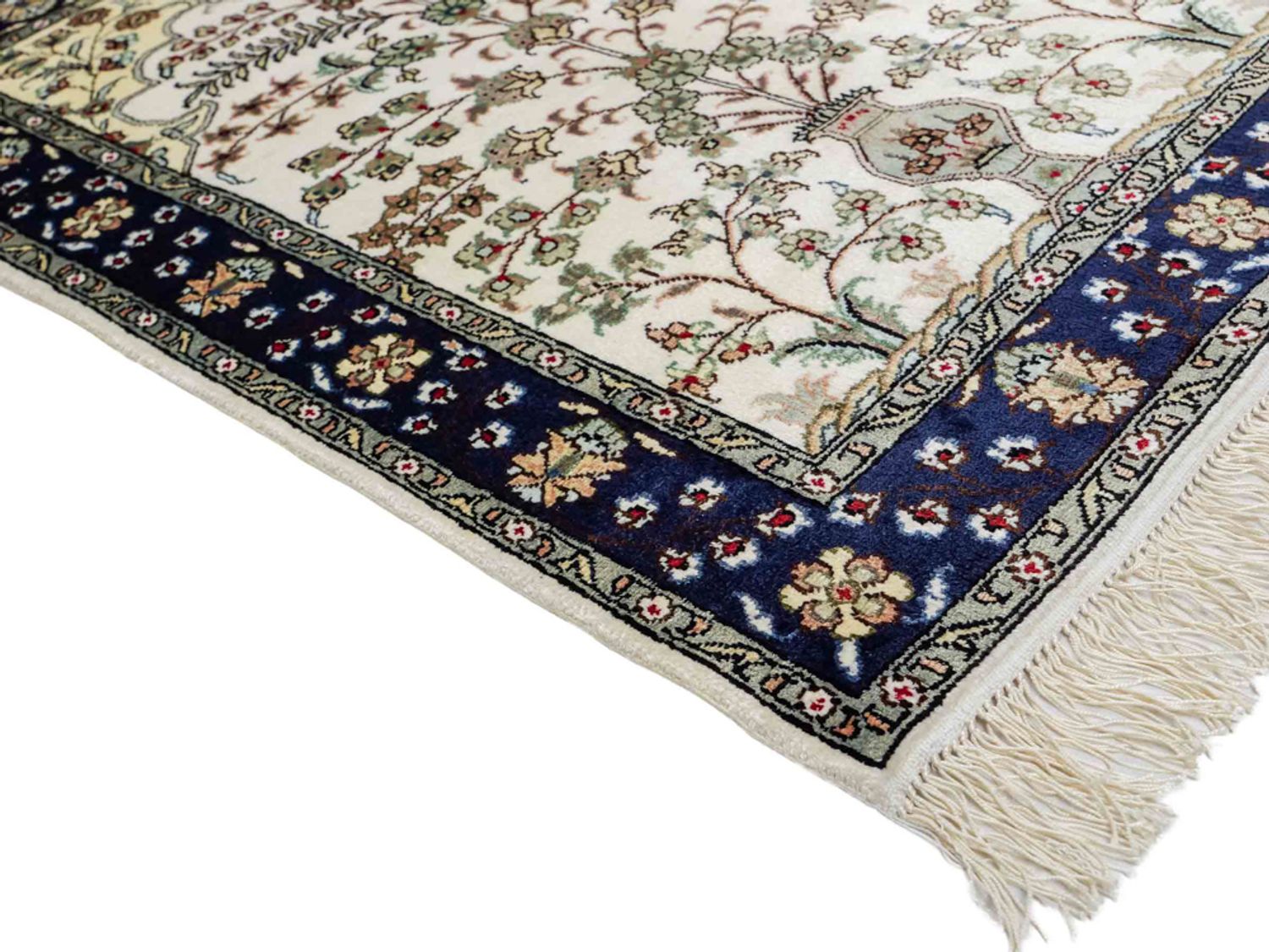 Alfombra de seda - Seda china - 90 x 62 cm - beige