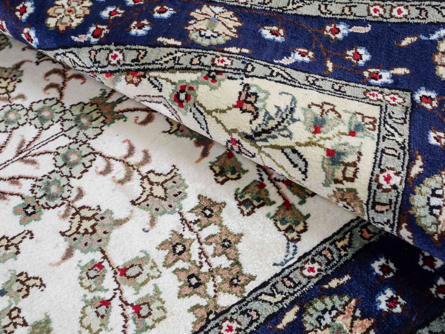 Alfombra de seda - Seda china - 90 x 62 cm - beige