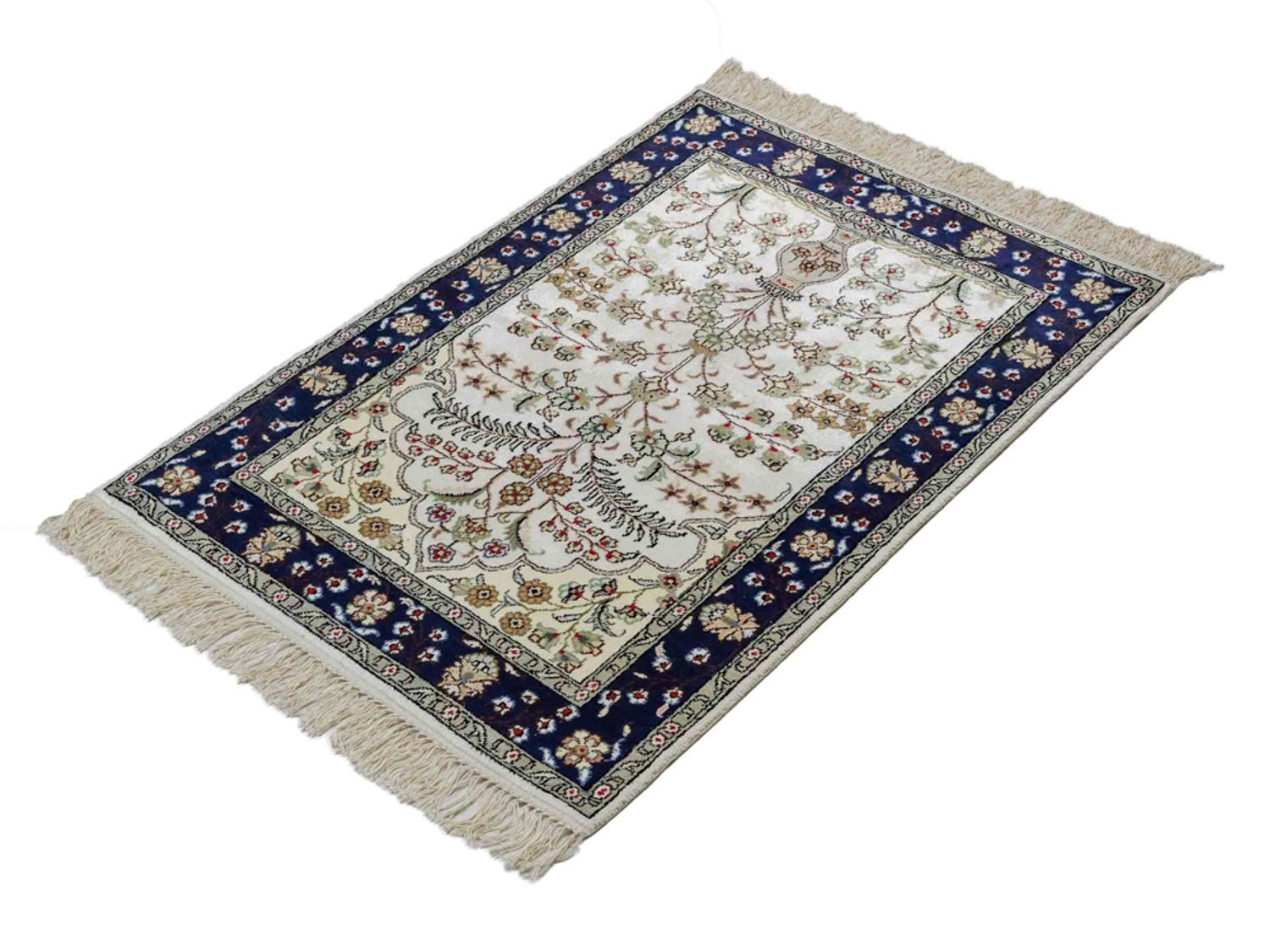 Alfombra de seda - Seda china - 90 x 62 cm - beige
